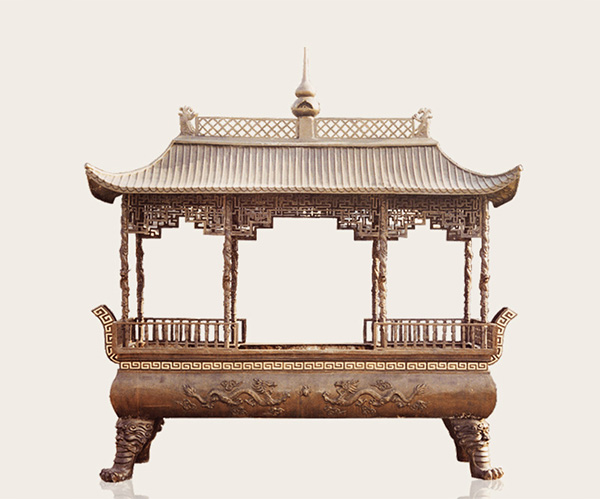 祠堂八龙柱香炉/铜香炉